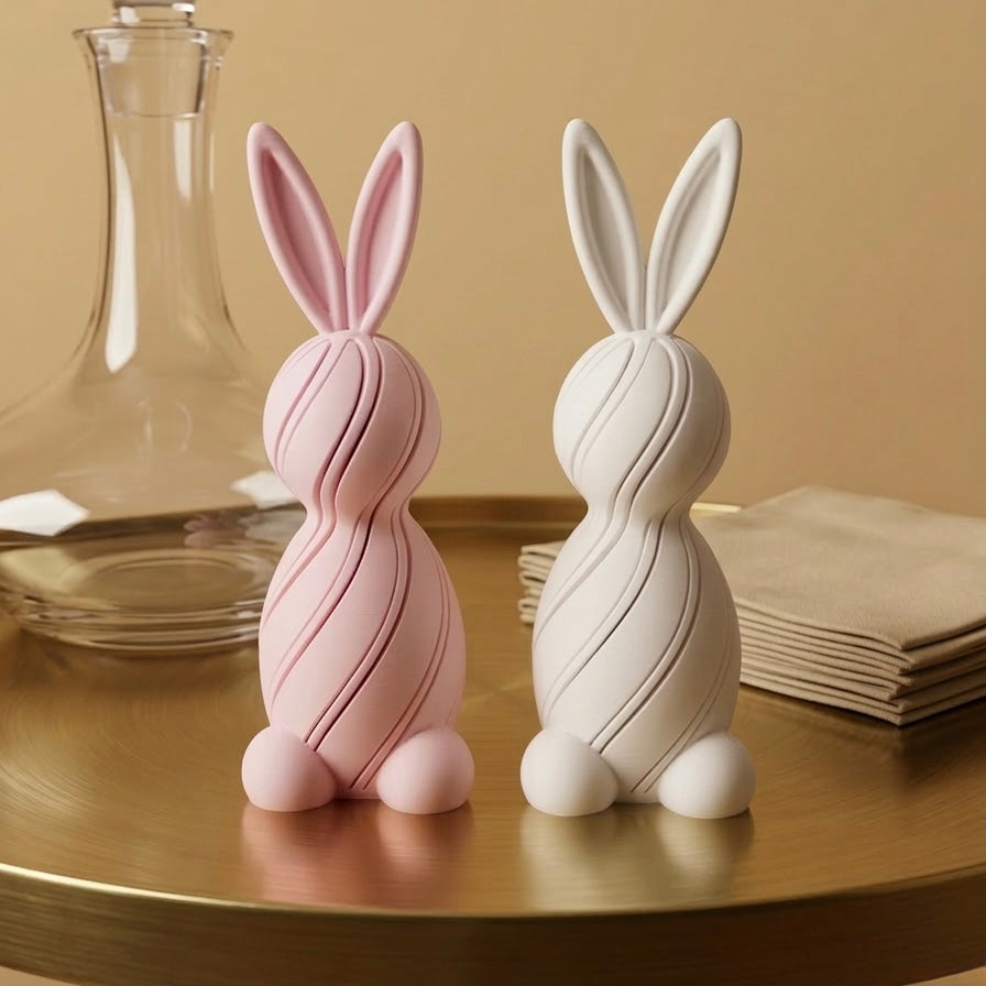3D-printede påskekaniner i pastelfarver