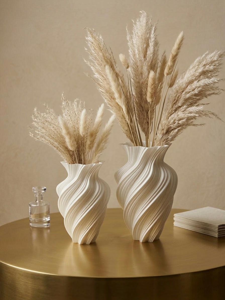 Minimalistisk Waves vase i beige