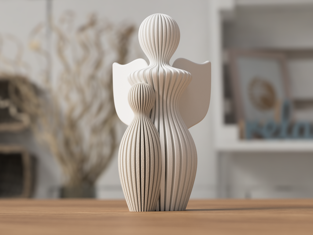 Moderne skytsengel figur i hvid