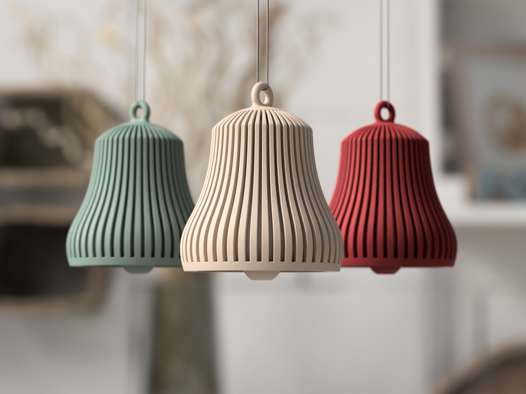 Japandi juleklokke i beige keramisk udtryk