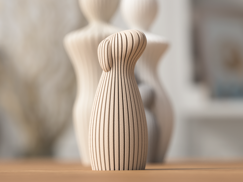 3D-printet hundefigur i hvid