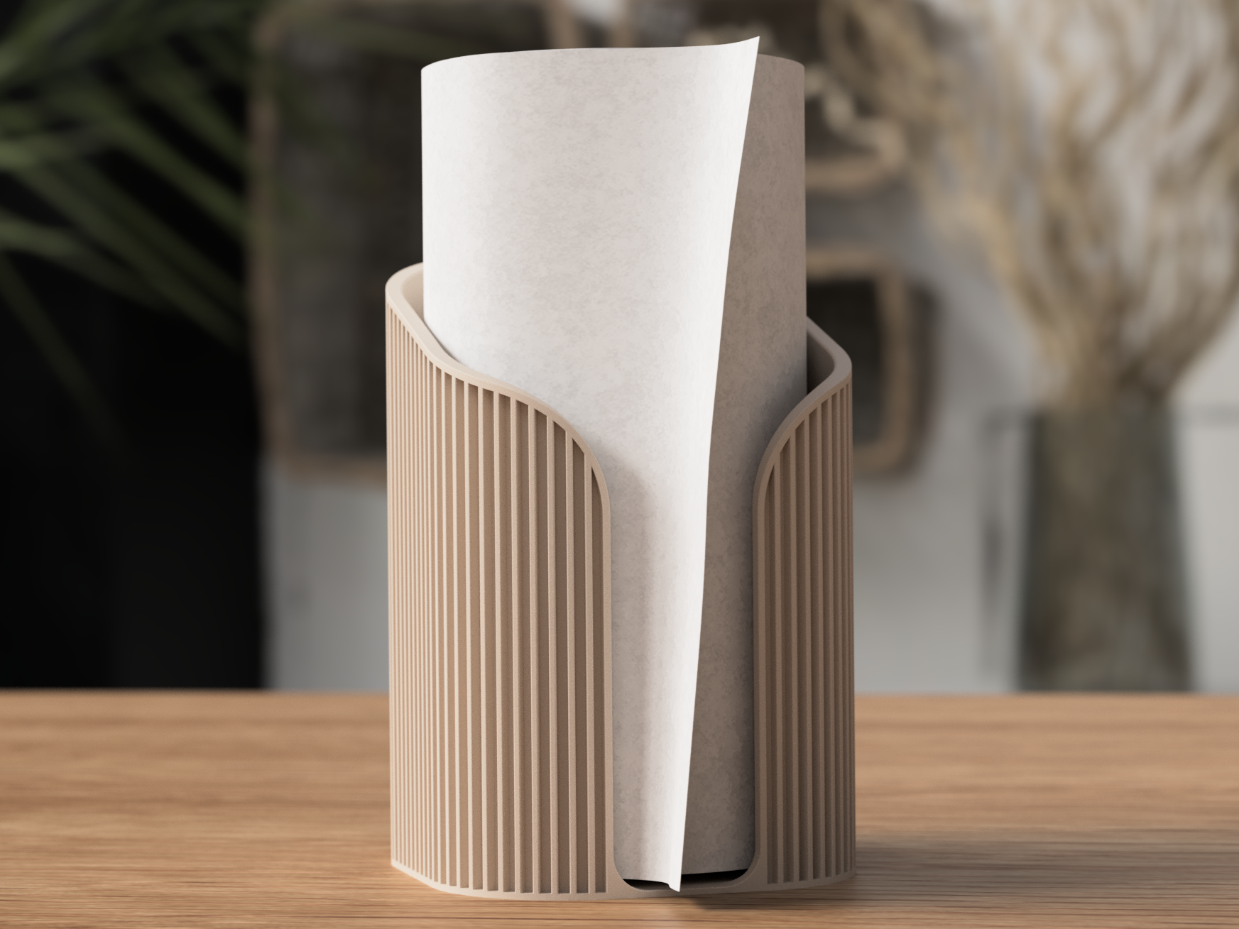 Minimalistisk køkkenrulleholder i beige